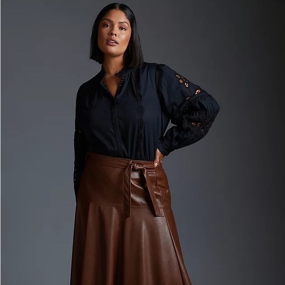 🍁🍂 NWT Anthropologie Cutwork Peasant Blouse Sz M - Picture 3 of 7